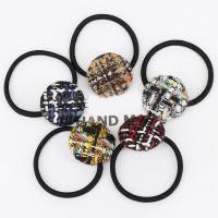Ponytail Holder, nylon elastic cord, with ABS Plastic Pearl & Wool Fabric & Cloth & with rhinestone, 35mm 