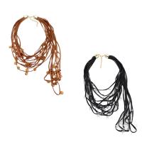 PU Leather Sweater Necklace, with Crystal & Iron, gold color plated, for woman & faceted 780mm Approx 27 Inch 
