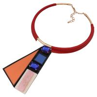Resin Zinc Alloy Necklace, with PU Leather & Zinc Alloy, gold color plated, for woman lead & cadmium free, 480mm Approx 18.5 Inch 
