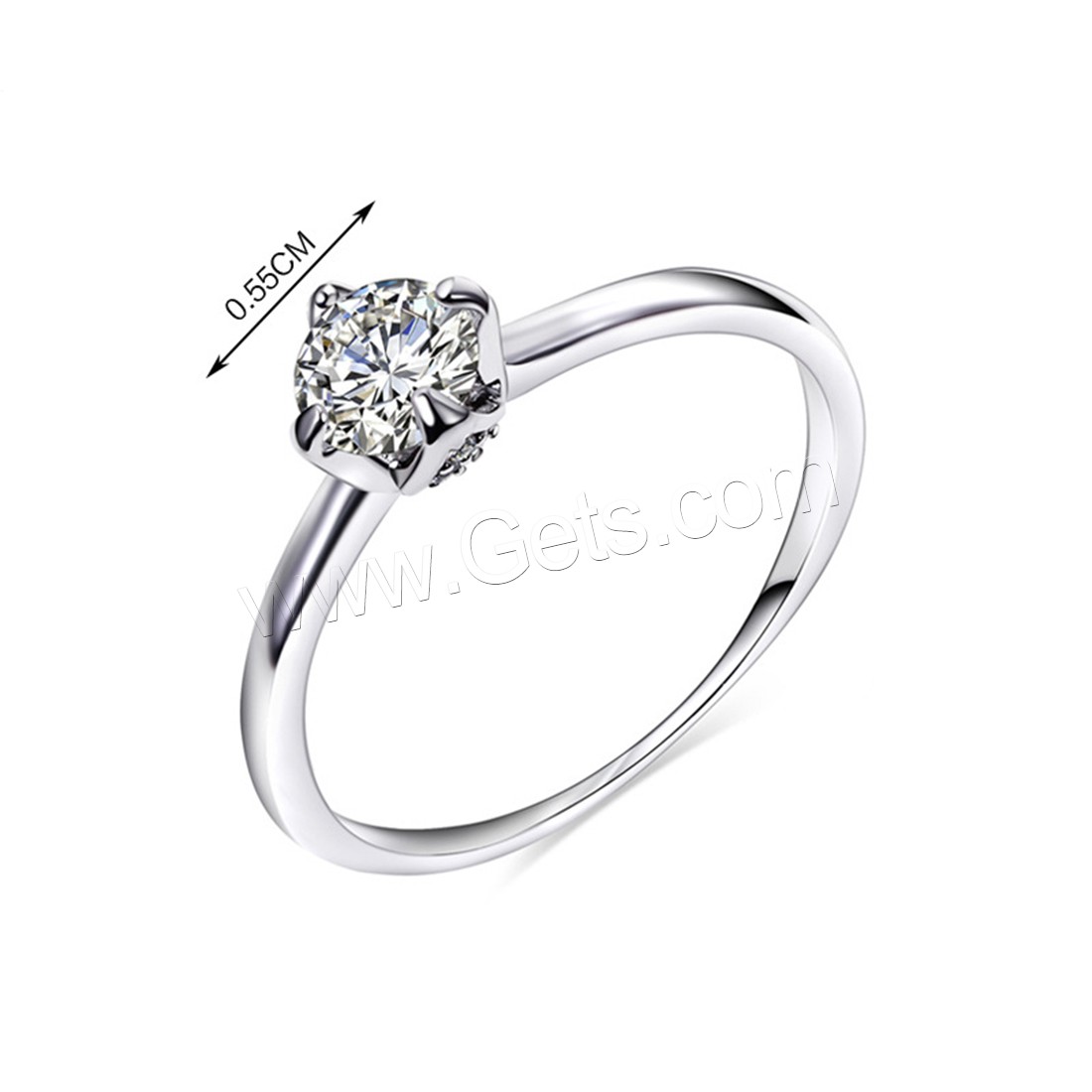 Cubic Zircon Brass Finger Ring, platinum plated, different size for choice & for woman & with cubic zirconia, 5.5mm, Sold By PC