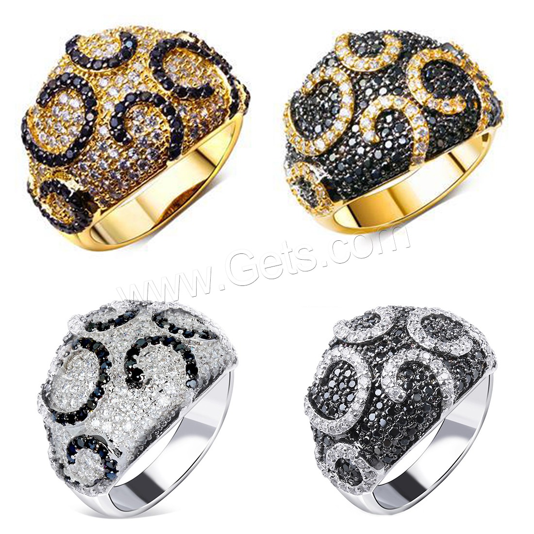 Cubic Zircon Brass Finger Ring, plated, different size for choice & for woman & with cubic zirconia, more colors for choice, 12mm, Sold By PC