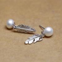 South Sea Shell Drop Earrings, 925 Sterling Silver, with Shell Pearl, Feather, hypo allergic & for woman, 6mm, 15mm 