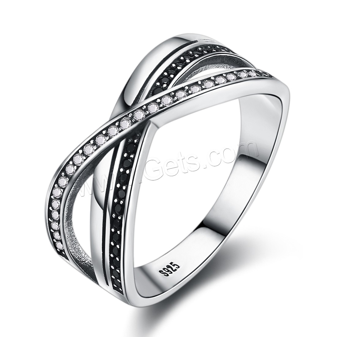 Thailand Sterling Silver, different size for choice & micro pave cubic zirconia & for woman, 8mm, Sold By PC