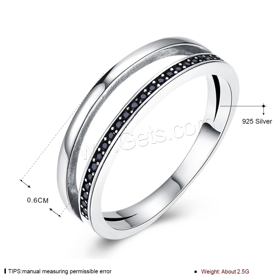 Thailand Sterling Silver, different size for choice & micro pave cubic zirconia & for woman, 6mm, Sold By PC