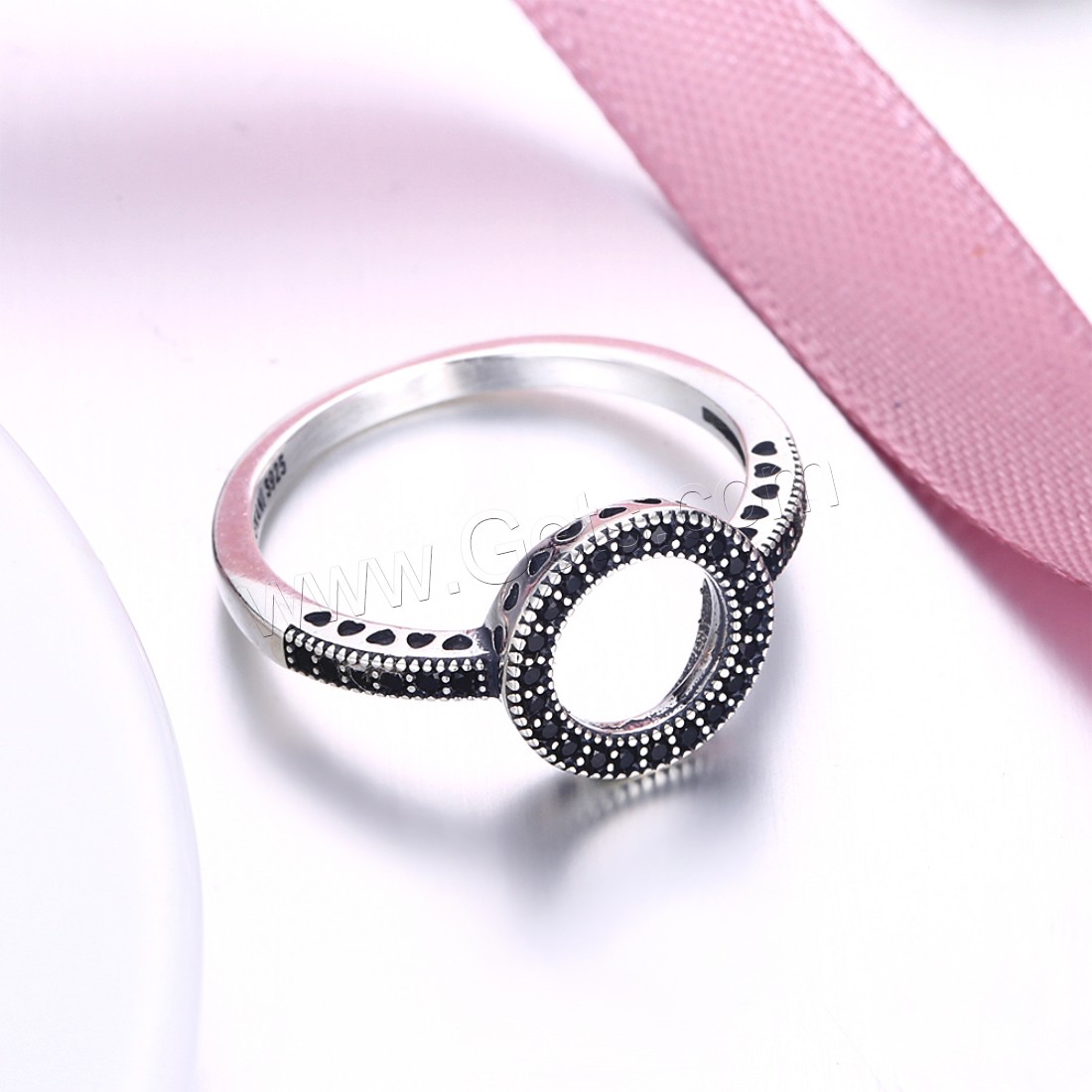 Thailand Sterling Silver, Donut, different size for choice & micro pave cubic zirconia & for woman, 11mm, Sold By PC