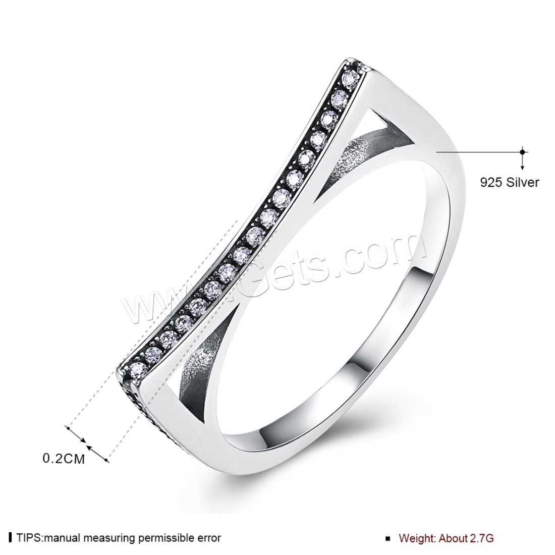 Thailand Sterling Silver, different size for choice & micro pave cubic zirconia & for woman, 2mm, Sold By PC