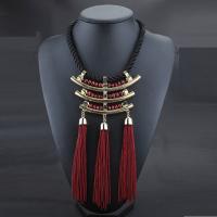 Fashion Fringe Necklace, Zinc Alloy, with iron chain & Nylon Cord & Crystal, gold color plated, for woman & faceted lead & cadmium free, 480mm Approx 18.5 Inch 