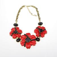 Resin Zinc Alloy Necklace, with Resin, Flower, antique gold color plated, for woman lead & cadmium free, 420mm Approx 16.5 Inch 