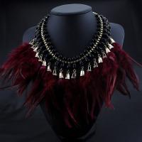 Crystal Zinc Alloy Necklace, with Feather & Crystal, gold color plated, for woman & faceted lead & cadmium free, 500mm Approx 200 Inch 