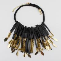 Resin Necklace, with PU Leather & Nylon Cord & Crystal & Zinc Alloy, gold color plated, for woman & faceted 420mm Approx 16.5 Inch 