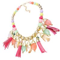 Acrylic Necklace, with Velveteen & Crystal & Zinc Alloy, gold color plated, for woman & faceted, 480mm Approx 16.5 Inch 