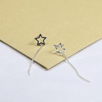Sterling Silver Drop Earring, 925 Sterling Silver, Star, hypo allergic & for woman 34mm 