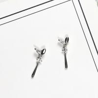925 Sterling Silver Drop Earring, platinum plated, hypo allergic & for woman & with cubic zirconia 