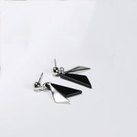 Sterling Silver Drop Earring, 925 Sterling Silver, Triangle, platinum plated, hypo allergic & for woman & enamel 