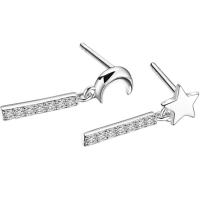 Asymmetric Earrings, 925 Sterling Silver, hypo allergic & for woman & with cubic zirconia   