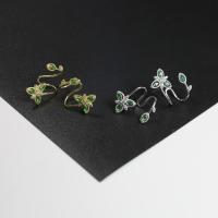 925 Sterling Silver Stud Earring, Flower, plated, hypo allergic & for woman & with cubic zirconia 