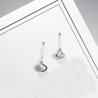 Sterling Silver Thread Through Earrings, 925 Sterling Silver, with Shell Pearl, Shell, platinum plated, hypo allergic & for woman  75mm 