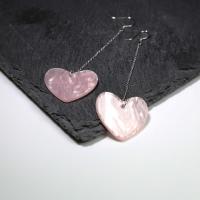 925 Sterling Silver Drop Earring, with Pink Shell, Heart, platinum plated, hypo allergic & for woman 45mm 