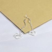 Sterling Silver Thread Through Earrings, 925 Sterling Silver, Heart, hypo allergic & for woman & stardust 10mm 