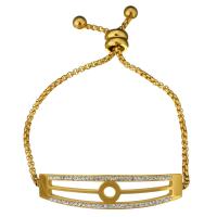 Bracelets en acier inoxydable, avec argile, Placage de couleur d'or, réglable & chaîne de boîte & pour femme 2.5mm Environ 9.5 pouce, Vendu par brin