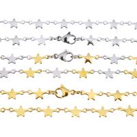 Halskette, Edelstahl, Stern, plattiert, unisex, keine, 12x6mm, Länge:ca. 17 ZollInch, verkauft von Strang