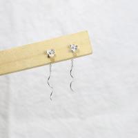 Sterling Silver Thread Through Earrings, 925 Sterling Silver, Flower, hypo allergic & for woman 15mm 
