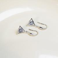 925 Sterling Silver Drop Earring, Triangle, platinum plated, hypo allergic & for woman & with cubic zirconia 
