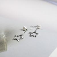 South Sea Shell Drop Earrings, 925 Sterling Silver, with Shell Pearl, Star, hypo allergic & for woman, 33.75 