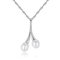 Freshwater Pearl Brass Necklace, with Freshwater Pearl, with 5cm extender chain, platinum color plated, Singapore chain & for woman, nickel, lead & cadmium free Approx 15.5 Inch 