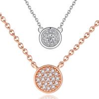 Cubic Zircon Micro Pave Brass Necklace, with 5cm extender chain, Flat Round, plated, oval chain & for woman & with cubic zirconia, nickel, lead & cadmium free Approx 15.5 Inch 
