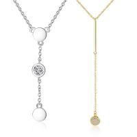 Brass Cubic Zirconia Necklace, with 5cm extender chain, plated, oval chain & for woman & with cubic zirconia, nickel, lead & cadmium free Approx 15.5 Inch 