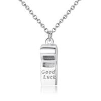 Brass Jewelry Necklace, with 5cm extender chain, Whistle, platinum color plated, oval chain & with letter pattern & for woman, nickel, lead & cadmium free Approx 15.5 Inch 