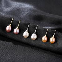 Freshwater Pearl Brass Earring, with Freshwater Pearl, iron earring hook, plated, for woman nickel, lead & cadmium free 