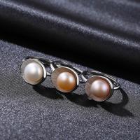 Cultured Freshwater Pearl Finger Ring, Brass, with Freshwater Pearl, platinum color plated, adjustable & for woman nickel, lead & cadmium free 9-9.5mm, US Ring 