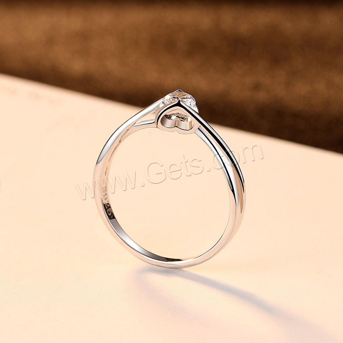 Circón cúbico anillo de dedo de latón, metal, con cúbica circonia, chapado en color de platina, sin 925 palabras & diverso tamaño para la opción & para mujer, libre de níquel, plomo & cadmio, 5x5mm, Vendido por UD