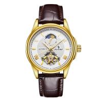SENORS® Men Jewelry Watch, Leather, with Glass & Stainless Steel & Zinc Alloy, Chinese movement, gold color plated, Life water resistant & for man & luminated Approx 10 Inch 