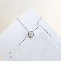 Sterling Silver Jewelry Necklace, 925 Sterling Silver, with 1.1Inch extender chain, platinum plated, hypo allergic & oval chain & for woman & with rhinestone Approx 15.66 Inch 