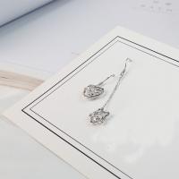 Asymmetric Earrings, 925 Sterling Silver, with Cubic Zirconia, platinum plated, hypo allergic & for woman  
