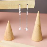 925 Sterling Silver Drop Earring, hypo allergic & for woman & with cubic zirconia 42mm 