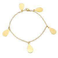 Stainless Steel Charm Bracelet, Teardrop, gold color plated, oval chain & for woman 2mm Approx 8 Inch 
