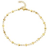 Stainless Steel Chain Bracelets, with 1Inch extender chain, Heart, gold color plated, for woman Approx 8 Inch 