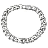 Stainless Steel Chain Bracelets, curb chain & for woman, original color, 10.5mm Approx 9 Inch 