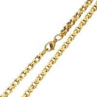 Cadena del collar de acero inoxidable, chapado en color dorado, para mujer, 5x4x4mm, longitud:aproximado 21 Inch, Vendido por Sarta