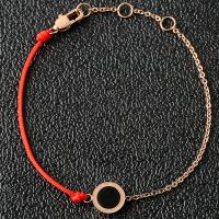 Stainless Steel Chain Bracelets, with Nylon Cord & Black Shell, real rose gold plated, with roman number & oval chain & for woman Approx 6.7 Inch 