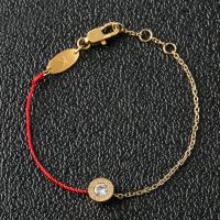 Stainless Steel Chain Bracelets, with Nylon Cord, real gold plated, with roman number & for woman & with rhinestone Approx 7.3 Inch 