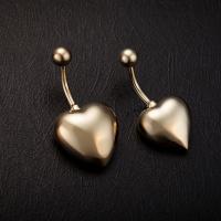 Brass Piercing Barbell, with Stainless Steel, Heart, real gold plated nickel, lead & cadmium free 