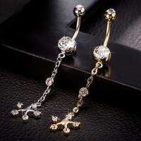 Brass Piercing Barbell, with Stainless Steel, Star, plated, micro pave cubic zirconia nickel, lead & cadmium free 