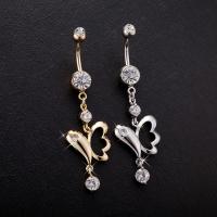 Brass Piercing Barbell, with Stainless Steel, plated, with cubic zirconia & faceted nickel, lead & cadmium free 