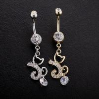 Brass Piercing Barbell, with Cubic Zirconia & Stainless Steel, plated, micro pave cubic zirconia & faceted nickel, lead & cadmium free 