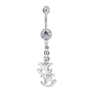 Brass Piercing Barbell, with Stainless Steel, platinum plated, with cubic zirconia, nickel, lead & cadmium free 